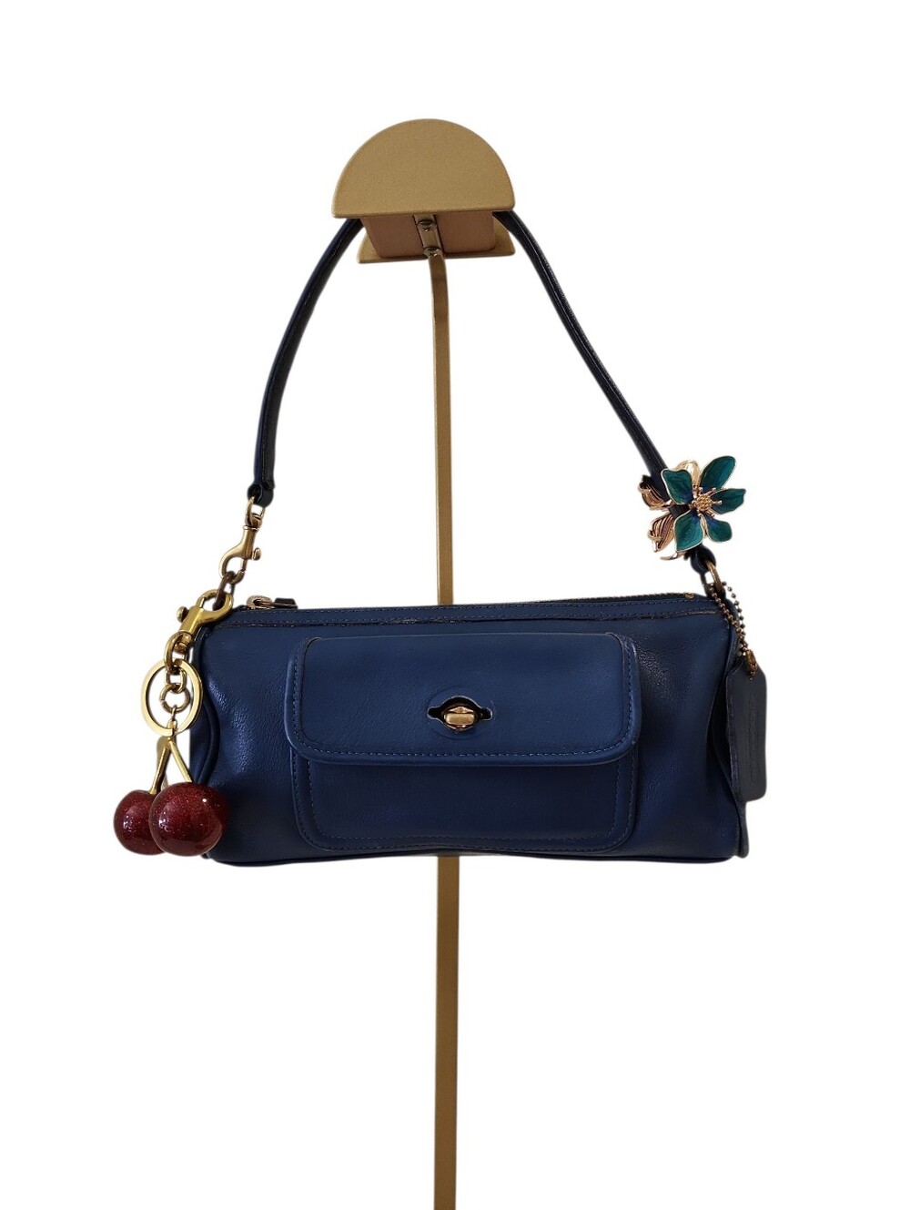 Coach Y2K Penelope Demi baguette handbag front pouch turn-lock closure Blue - Picture 5 of 5